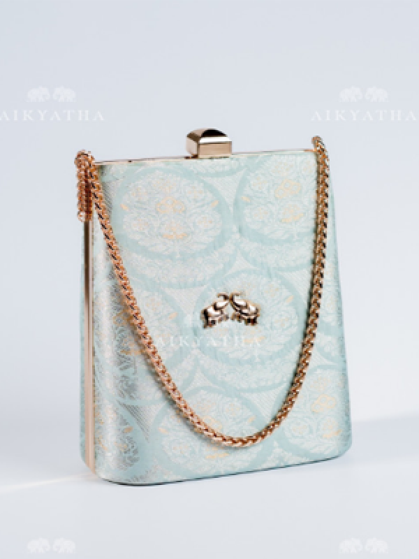 Aikyatha Blue Banarasi Clutch - 0033N600190124