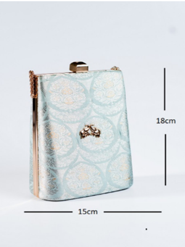 Aikyatha Blue Banarasi Clutch - 0033N600190124