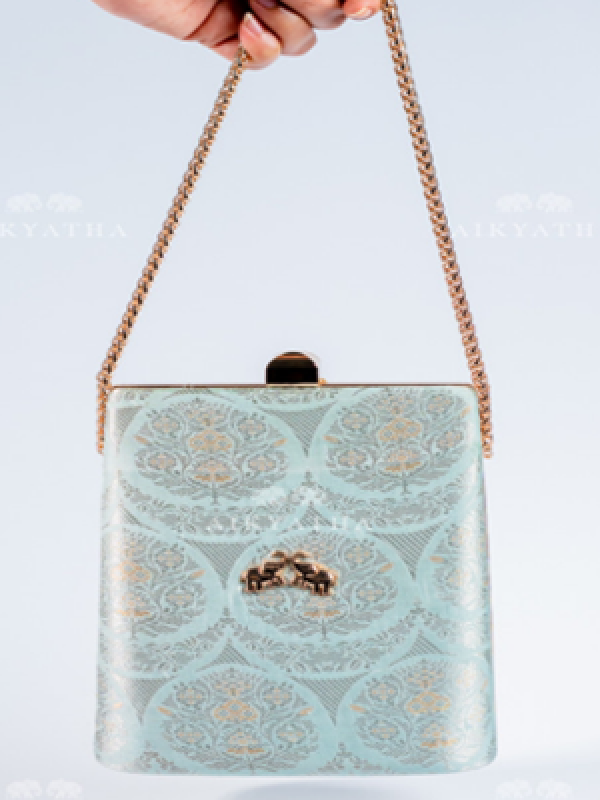 Aikyatha Blue Banarasi Clutch - 0033N600190124