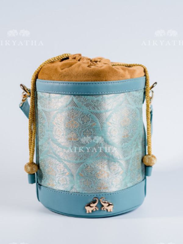 Aikyatha Blue Banarasi Potli - 0033N600191011
