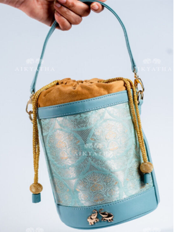 Aikyatha Blue Banarasi Potli - 0033N600191011