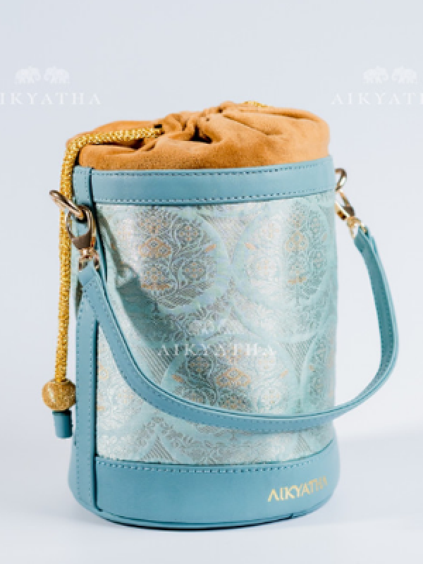 Aikyatha Blue Banarasi Potli - 0033N600191011