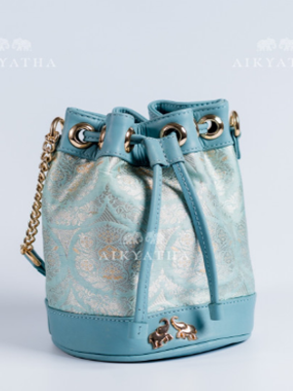 Aikyatha Blue Banarasi Potli - 0033N600228019
