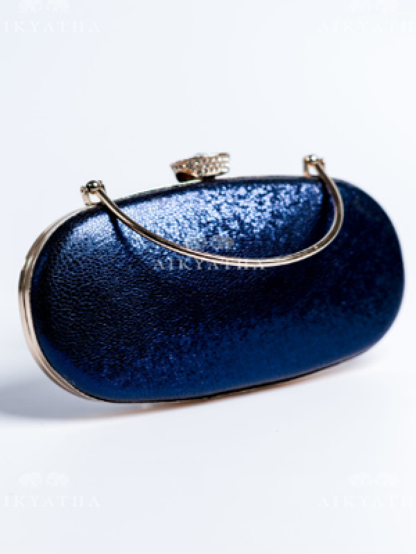 Aikyatha Blue Leather Clutch - 0033N600190029