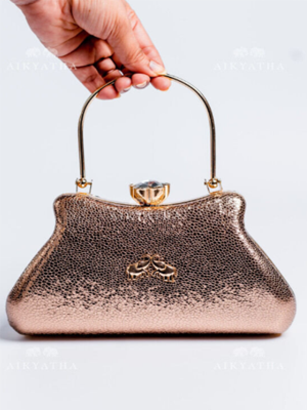 Aikyatha Gold Copper Leather Clutch - 0033N600190031