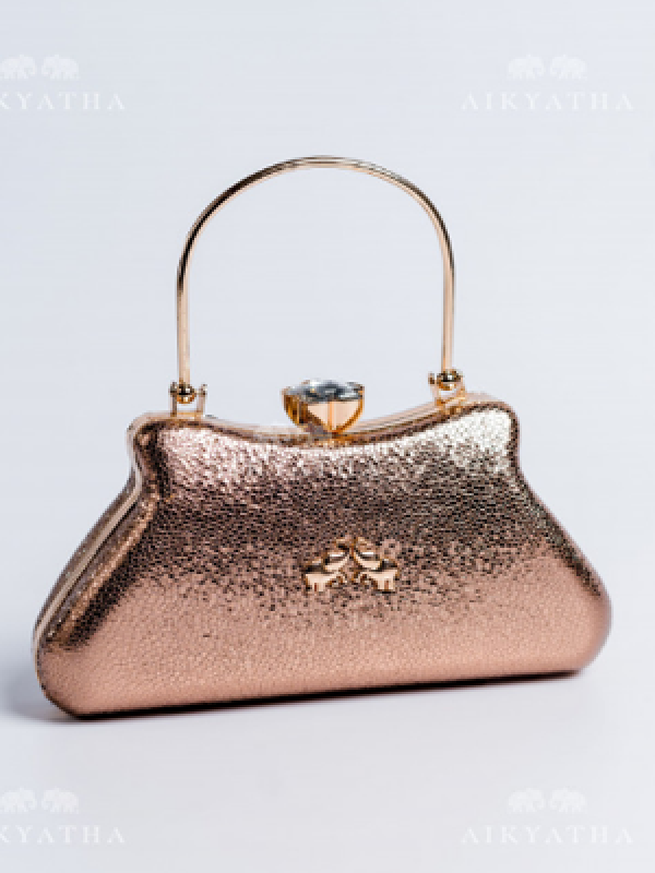 Aikyatha Gold Copper Leather Clutch - 0033N600190031