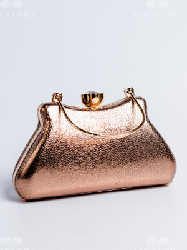 Aikyatha Gold Copper Leather Clutch - 0033N600190031