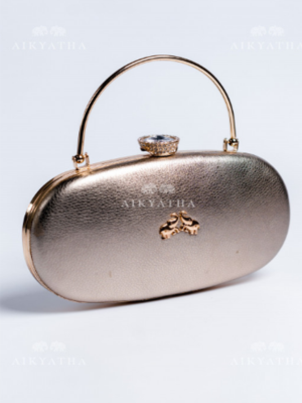 Aikyatha Gold Leather Clutch - 0033N600190030