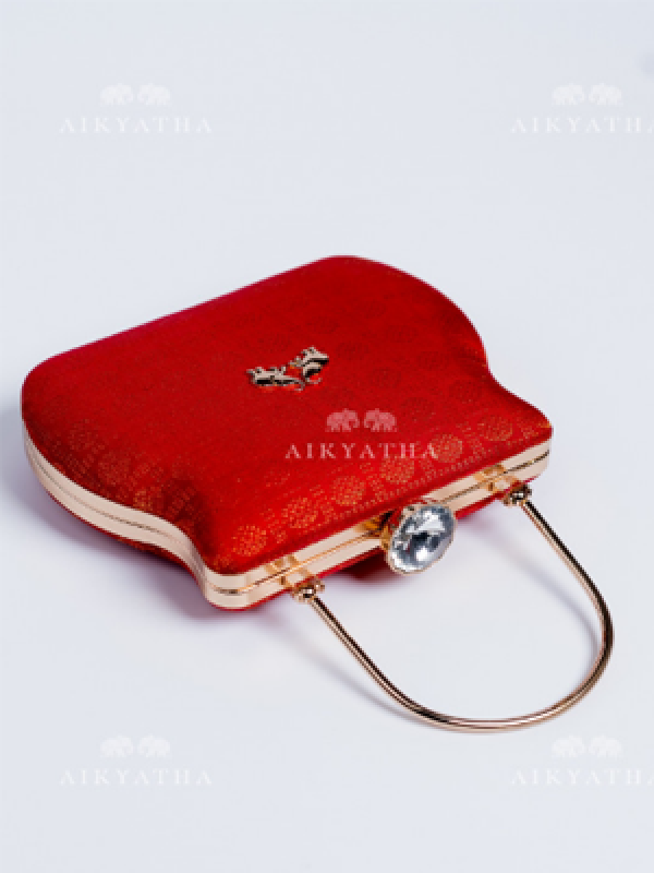 Aikyatha Kanjivaram Red Clutch - 0033N600190134
