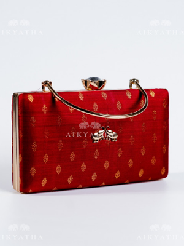 Aikyatha Maroon Kanjivaram Clutch - 0033N600190140