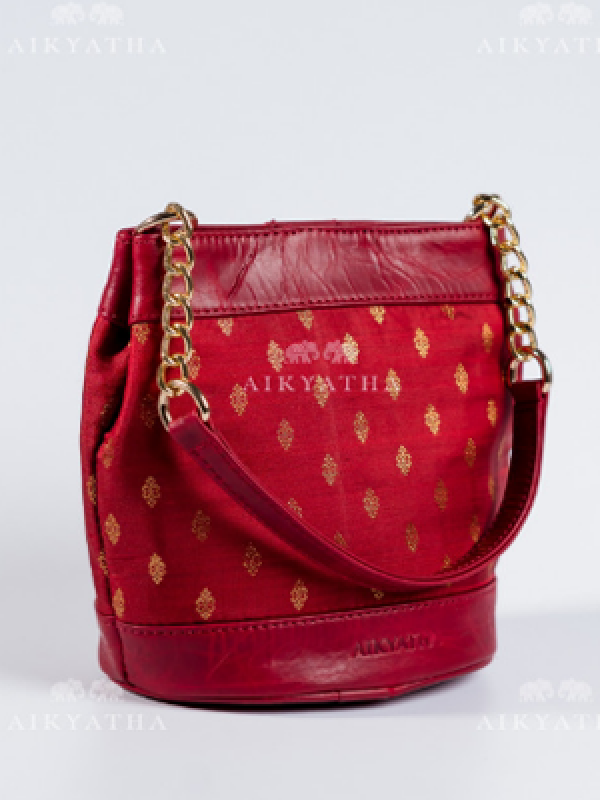 Aikyatha Maroon Kanjivaram Potli - 0033N600191079