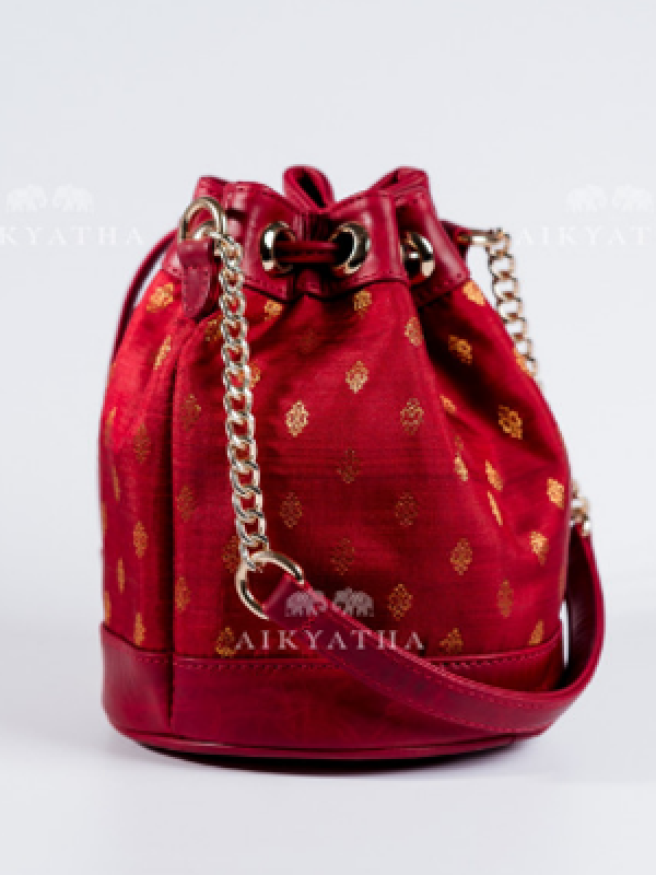 Aikyatha Maroon Kanjivaram Potli - 0033N600228028