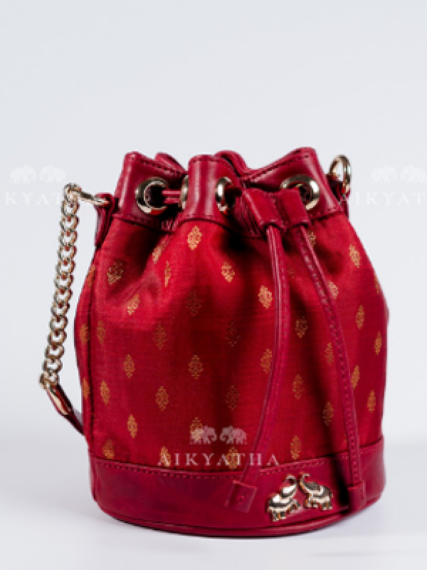 Aikyatha Maroon Kanjivaram Potli - 0033N600228028