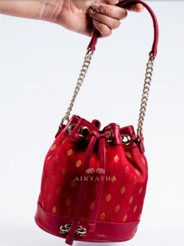 Aikyatha Maroon Kanjivaram Potli - 0033N600228028
