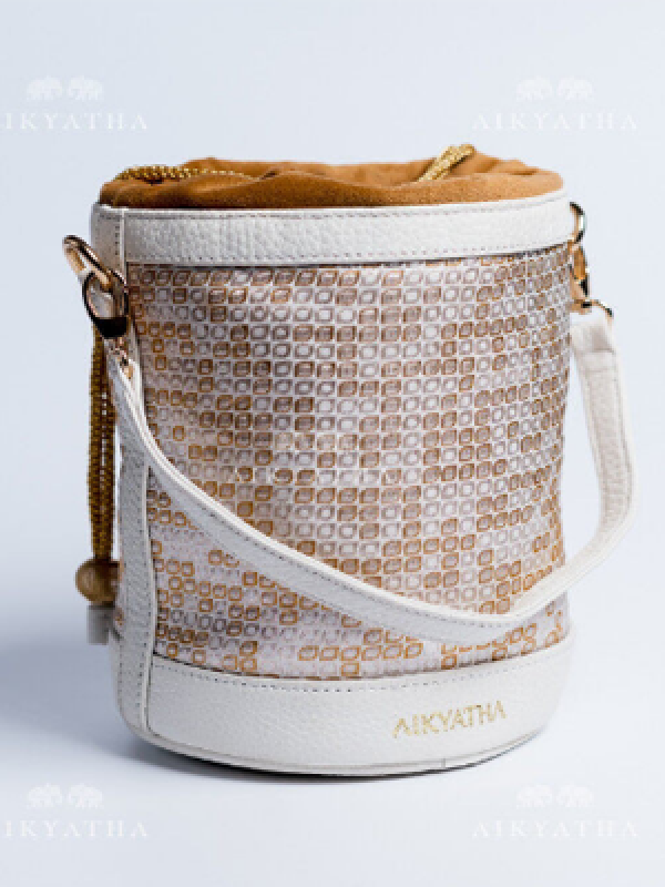 Aikyatha Off - white Banarasi Potli - 0033N600191012