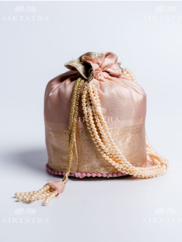 Aikyatha Pink Silk Potli - 0029N600543007