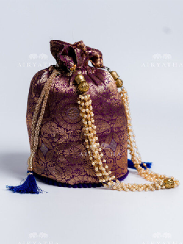 Aikyatha Purple Banarasi Potli - 0033N600331001