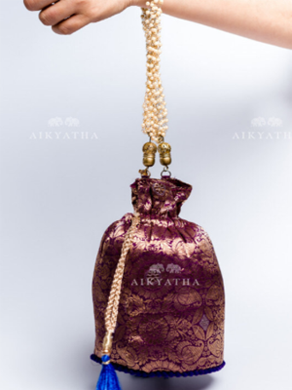 Aikyatha Purple Banarasi Potli - 0033N600331001