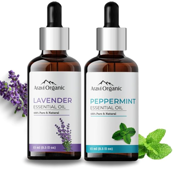 Aravi Organic 100% Pure Lavender And Peppermint Essential Oil