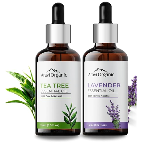 Aravi Organic 100% Pure Tea Tree And Lavender Essential Oil
