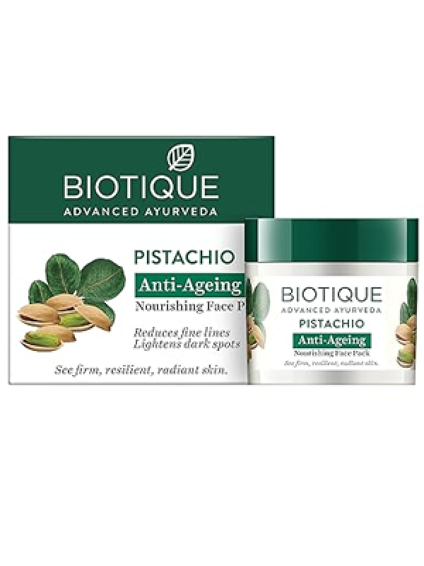 Biotique Bio Pistachio Ageless Nourishing and Revitalizing Face Pack for All Skin Types, 50g