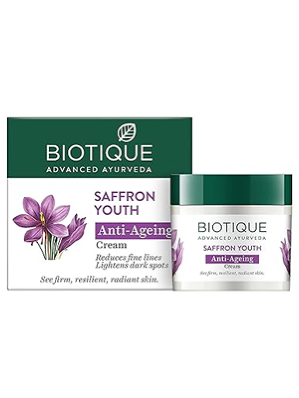 Biotique Bio Saffron Dew Youthful Moisturizer | Protects Skin Cells | Prevents Ageing and Retains Youthful Glow | 100% Botanical Extracts | Suitable for All Skin Types | 50g