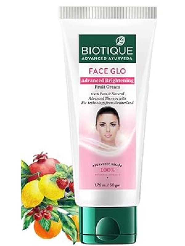 Biotique Face Glo Advance Brightening Fruit Cream | Visibly Flawless Skin | Lightens Skin Tone | 100% Botanical Extracts | Suitable for All Skin Types | 50g