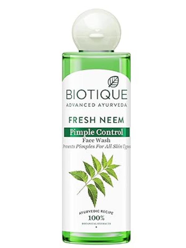 Biotique Fresh Neem Pimple Control Face Wash| Ayurvedic and Organically Pure| Prevents Pimples |100% Botanical Extracts| Suitable for All Skin Types | 200mL