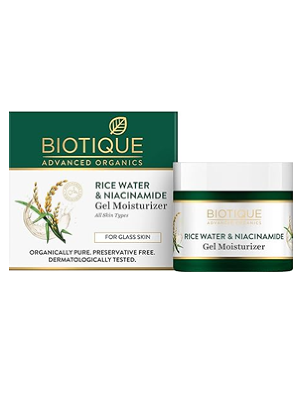 Biotique Rice Water & Niacinamide Gel Moisturizer for All Day Hydration & Natural Glow-Lightens Dark Spots & Acne Scars|For Men & Women - 50ml