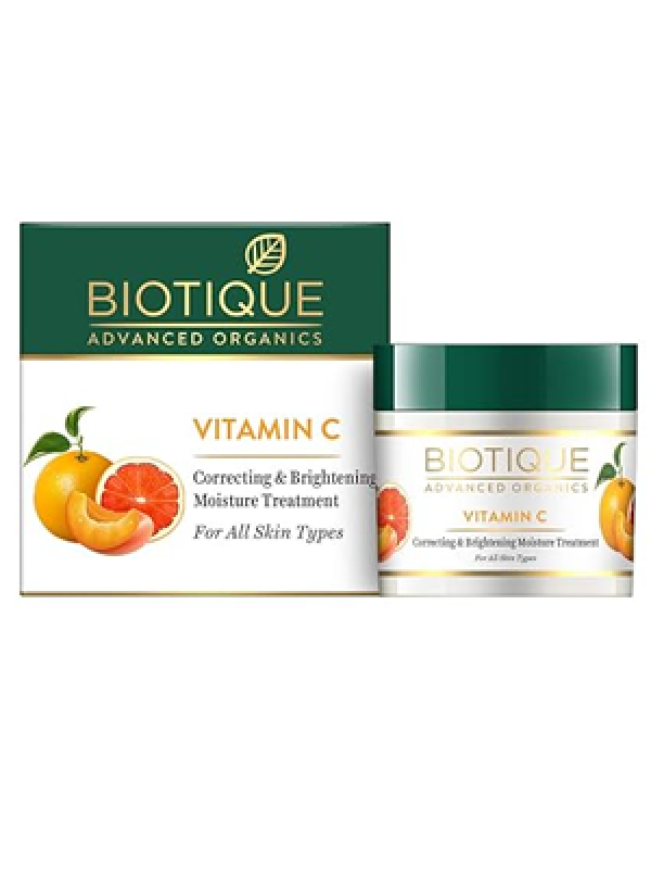 Biotique Vitamin C Correcting and Brightening Non Greasy Face Cream for All Skin Types, 50g | Younger Skin, Brighter