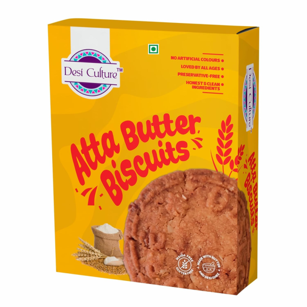 Desi Culture Whole Wheat & Jaggery Cookies | No Maida, No Palm Oil, No Refined Sugar | High Fibre Healthy Wheat Biscuits | Crunchy Tea Time Snack | Eggless Vegetarian