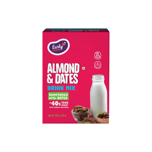 Early Foods - No Maltodextrin - Almond Drink Milk Mix, Sweetened with Dates | Badam Powder with Dates | Kids Drink Mix | No Artificial Flavours