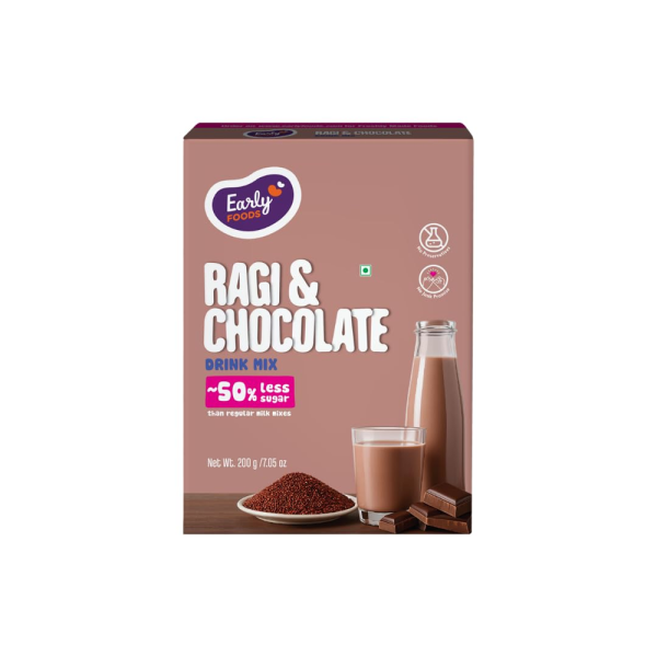 Early Foods No Maltodextrin Ragi & Chocolate Drink Mix for Kids 200g | Millet Milk with Chocolate for milk | High in Calcium | Kids drink