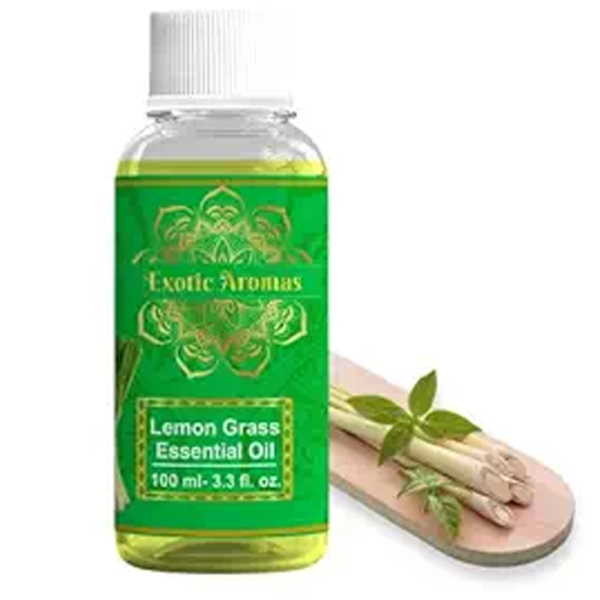 Exotic Aromas Lemongrass Essential Oil for Aroma Therapy, Stress Relief, Hair, Skin & Sleep