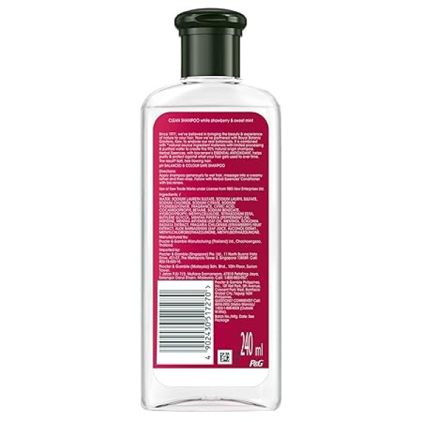 Herbal Essences White Strawberry & Sweet Mint SHAMPOO- For Cleansing and Volume - No Paraben, No Colorants, 240 ML