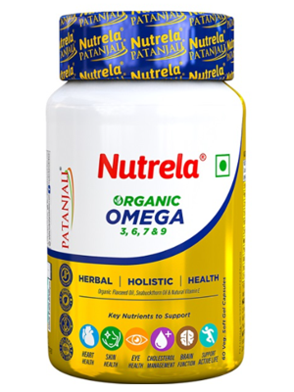 Patanjali Nutrela Organic Omega 3 6 7 & 9 - 60 Capsules