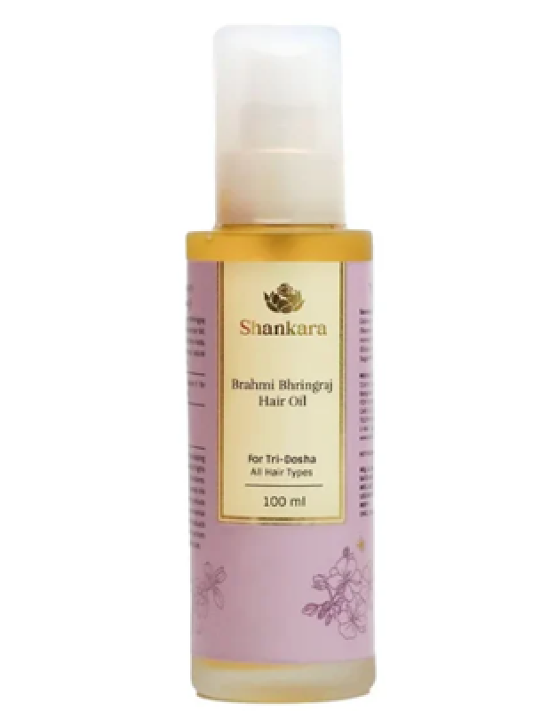 Shankara Brahmi Bhringraj Taila | Ayurvedic Hair Oil with Brahmi, Bhringraj, Coconut and Sesame Oils | Herbal Hair Oil for Scalp Nourishment, Shine and Hair Texture | Organic | 100ml