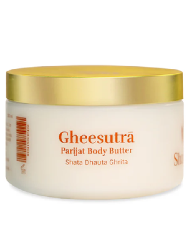 Shankara Gheesutrā Parijat Body Butter enriched with 100x Washed Ghee, Kokum Butter & Aloe Vera for Glowing & Soft Skin | Ayurvedic Formula Shata Dhata Ghrata for Dry, Sensitive Skin | Non-Greasy Long Lasting Moisturisation for Men & Women-200ml