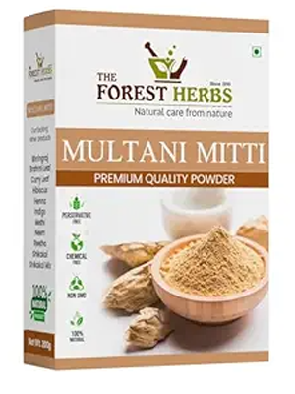 The Forest Herbs Natural Care From Nature 100% Pure Multani Mitti Powder for Face Pack (200G) for Exfoliating Soothing Nourishing Face, Skin & Hair