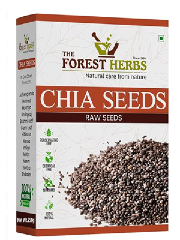 The Forest Herbs Natural Care From Nature Chia Seeds 250gm - Raw Chia Seeds | Seeds For Eating | Diet Snacks | Seeds for Weight Loss | High Protein Seeds | Rich in Omega 3