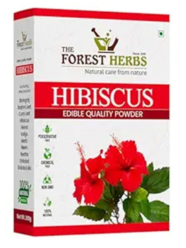 The Forest Herbs Natural Care From Nature Hibiscus Flower Powder 200g (Pack Of 1) | Ideal for Hair pack, Face pack, Eating, and Hibiscus tea | Gudhal Ka Phool Powder | 100% Pure and Natural, No Preservatives