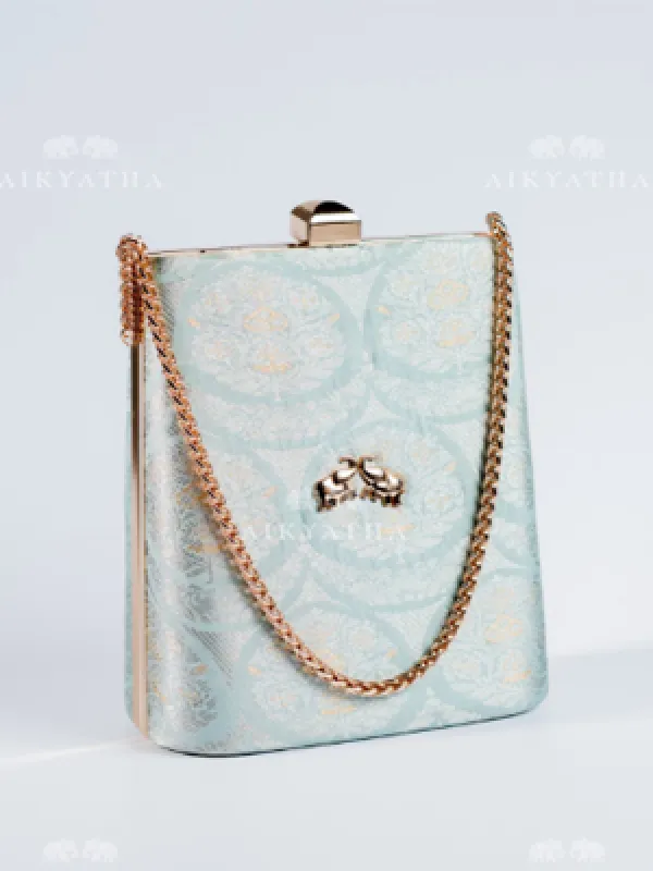 Aikyatha Blue Banarasi Clutch - 0033N600190124