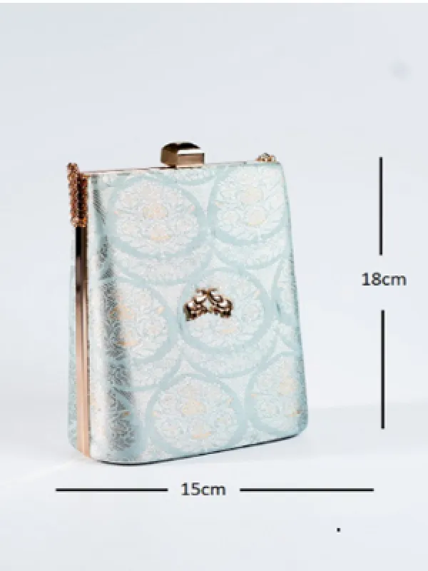 Aikyatha Blue Banarasi Clutch - 0033N600190124
