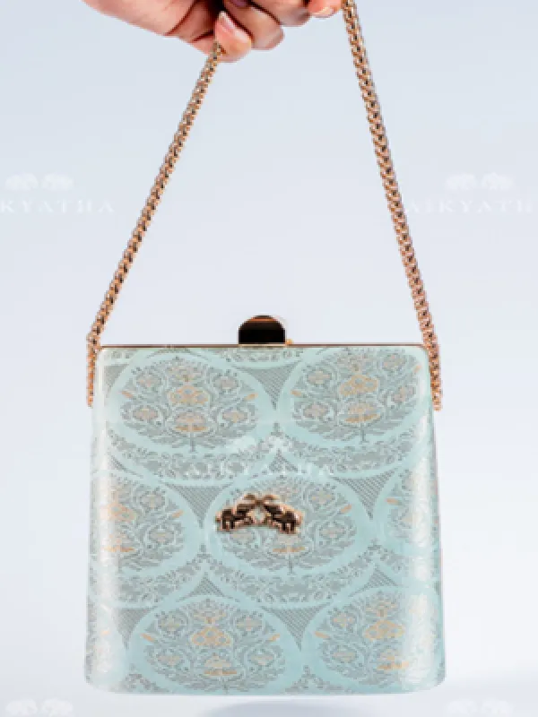 Aikyatha Blue Banarasi Clutch - 0033N600190124