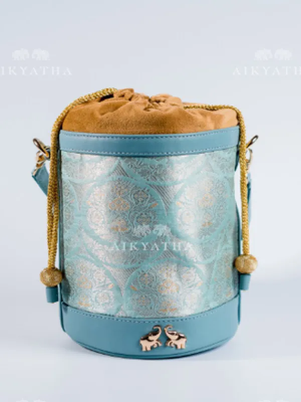 Aikyatha Blue Banarasi Potli - 0033N600191011