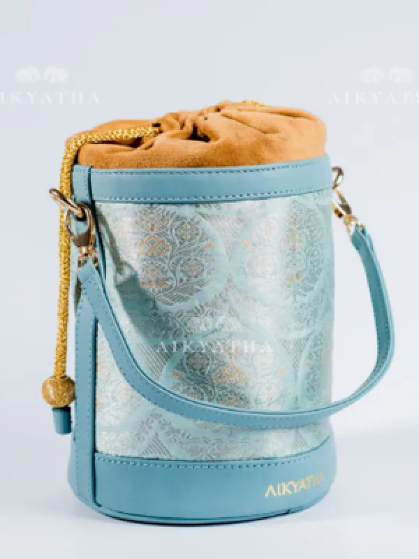 Aikyatha Blue Banarasi Potli - 0033N600191011