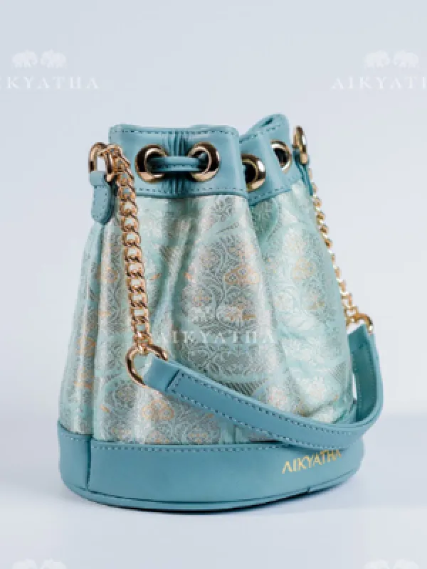 Aikyatha Blue Banarasi Potli - 0033N600228019
