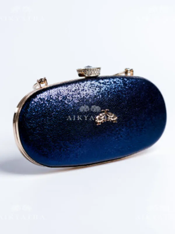 Aikyatha Blue Leather Clutch - 0033N600190029