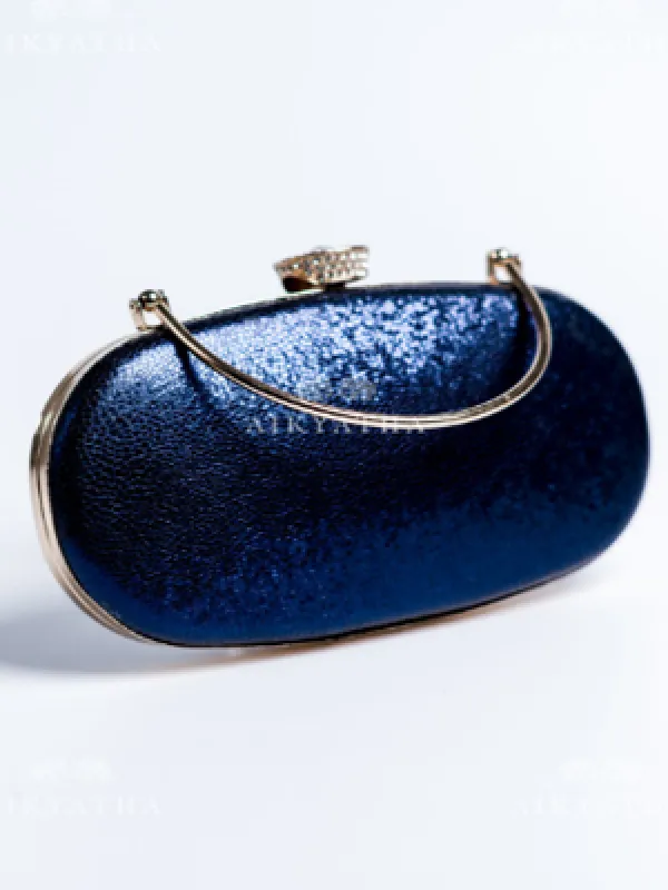 Aikyatha Blue Leather Clutch - 0033N600190029