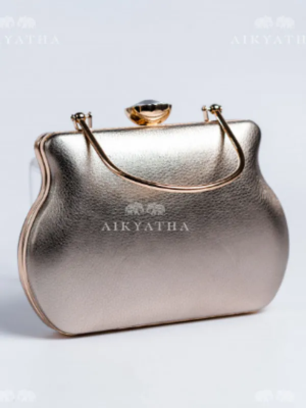 Aikyatha Copper Gold Leather Clutch - 0033N600190023